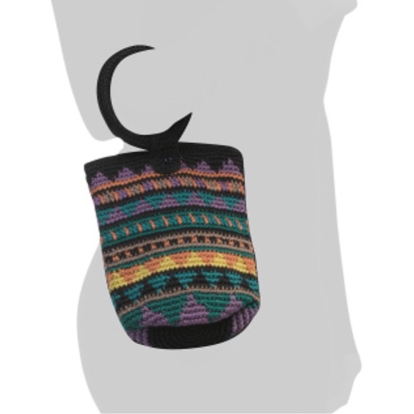 THE SAK Ayla Hand Crocheted Rio Striped Pouch With Top Carry Ring - Picture 2 of 10